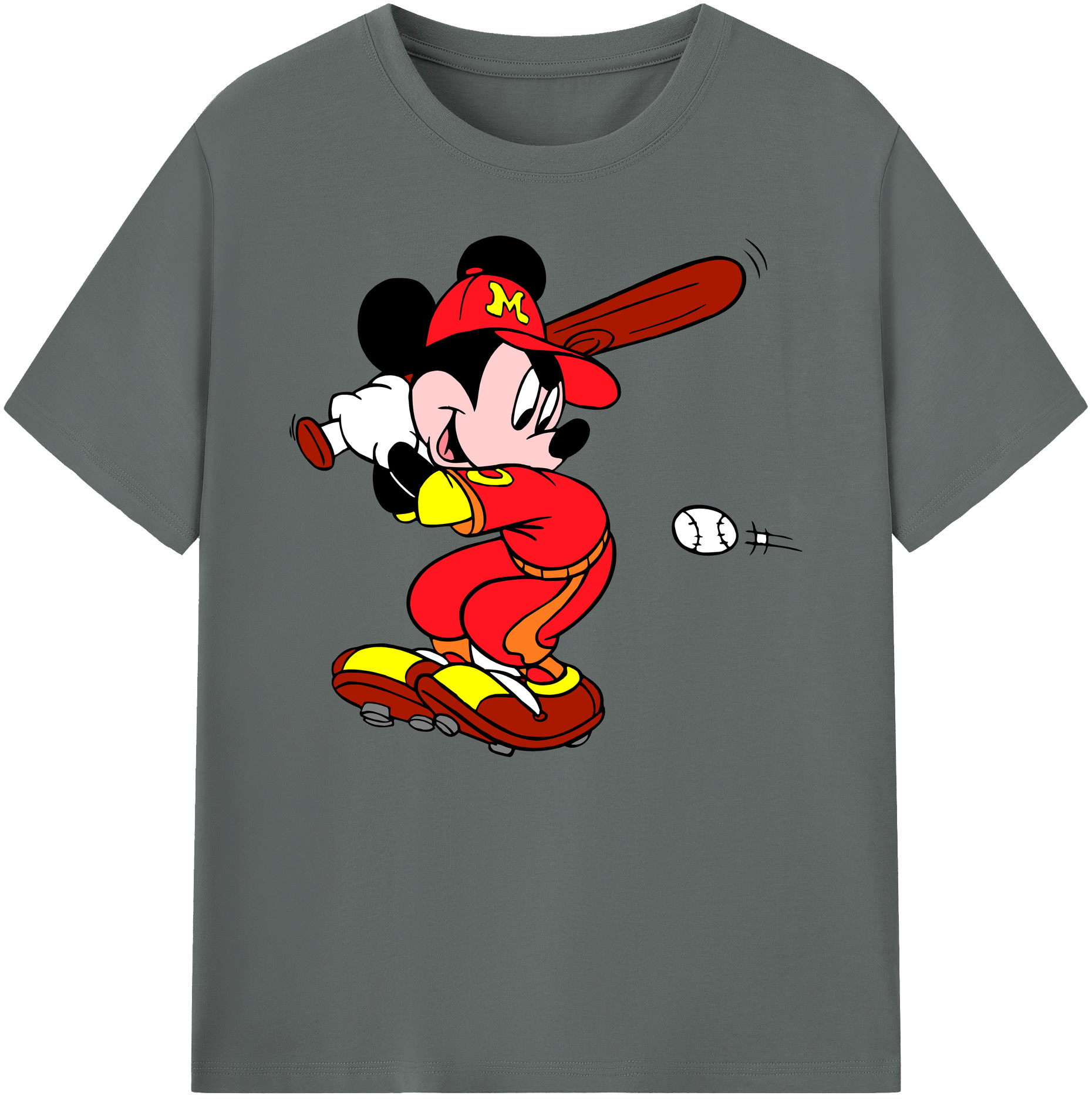 ミッキーマウス Mickey Mouse 綿100％ メンズ半袖Tシャツ｜肌触りやわらか＆通気性